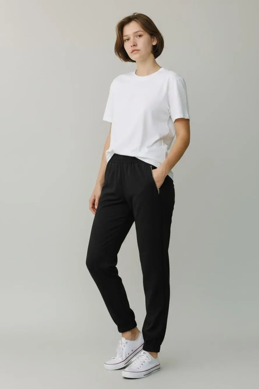 2 S Pants Casual Joggers Light Weight Elastic Black Ankle Fit  Small Women's